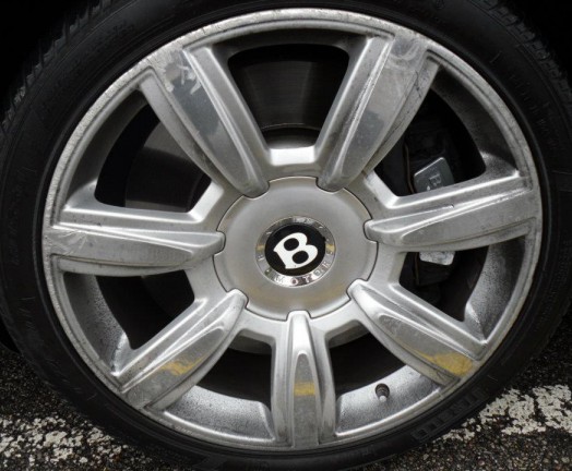 Kerb damaged Bentley alloy wheel