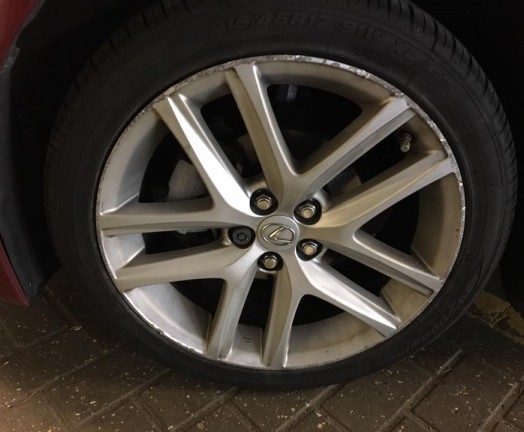 Badly repaired alloy wheel, Cambridge